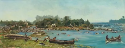 Canoetreiben am St. Mary, um 1868