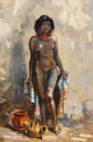 Nackte Frau mit Tuch, 1880