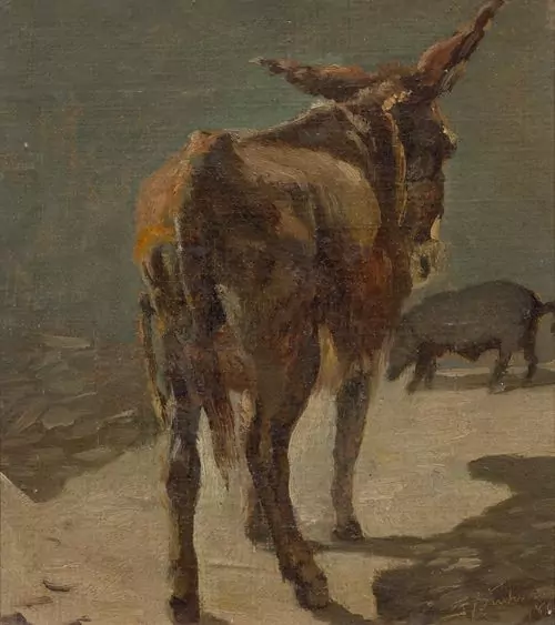 FRANK BUCHSER — A donkey. 1861. — Koller Auktionen
