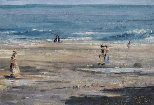 FRANK BUCHSER — Spaziergang am Meer. 1876. Scarborough. — Koller Auktionen