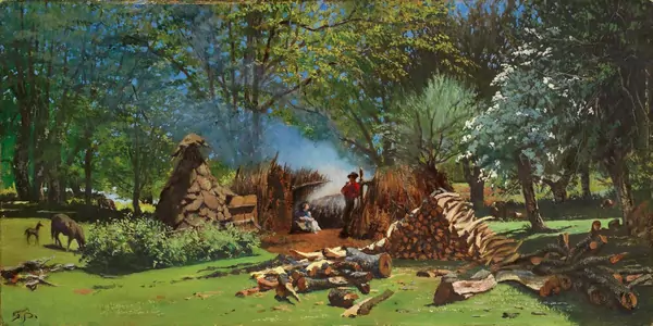Frank Buchser — Köhler in den Wäldern von New Forest — Galerie Kornfeld