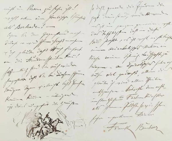 Frank Buchser — Eigenhändiger Brief mit Unterschrift «Frank Buchser». Solothurn 19.II.1887. — Galerie Kornfeld