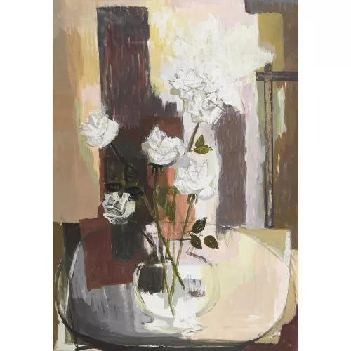Frank Chabry — Stillleben mit weissen Rosen.