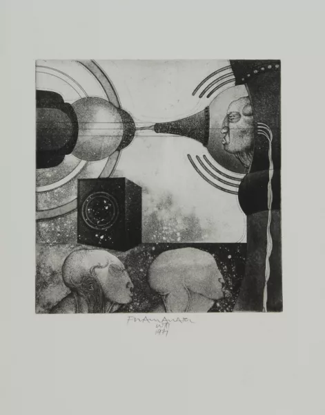 Franz Anatol Wyss — 4 Blätter: Kyborg PX, 1971; Finsternis, 1977; Ohne Titel, 1980 (2)
