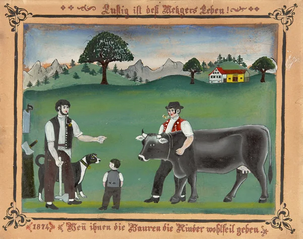 Franz Anton Haim — zugeschrieben. Lustig ist des Metzgers Leben wen ihnen die Bauern die Rinder wohlfeil geben, 1874