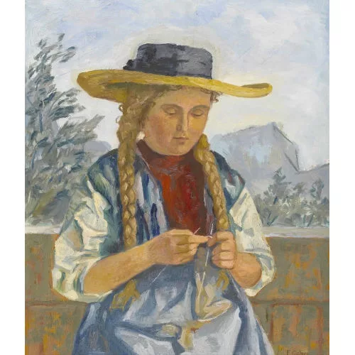 Franz Gehri — Strickendes Bauernmädchen.