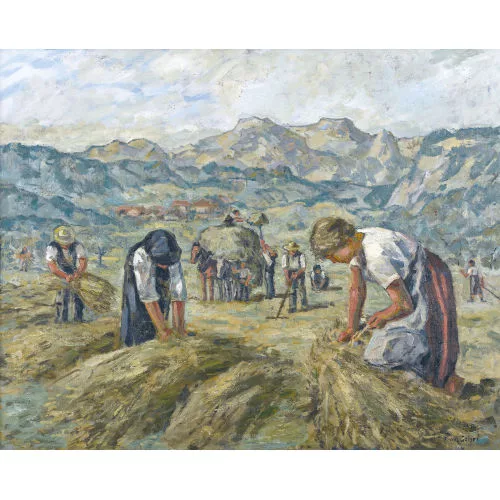 Franz Gehri — Bauern bei der Heuernte.