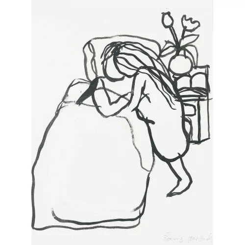 Franz Gertsch — Frau und Mann am Bett.