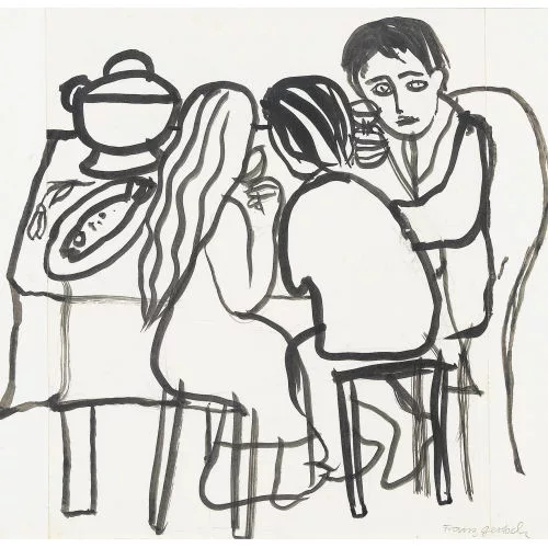 Franz Gertsch — Familie am Tisch.