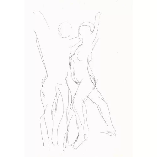 Franz Gertsch — Stehendes unbekleidetes Paar.