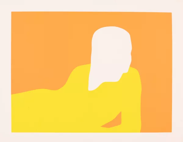 Franz Gertsch — Liegende (oranger Hintergrund), 1969