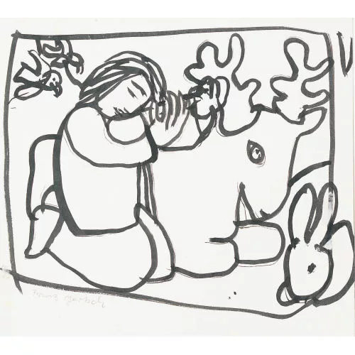 Franz Gertsch — Das Kind und seine Tiere.