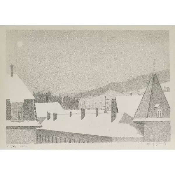 Verschneite Dachlandschaft
