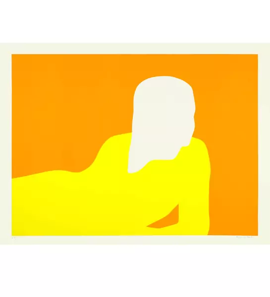 Franz Gertsch — Liegende (oranger Hintergrund) — Galerie Kornfeld