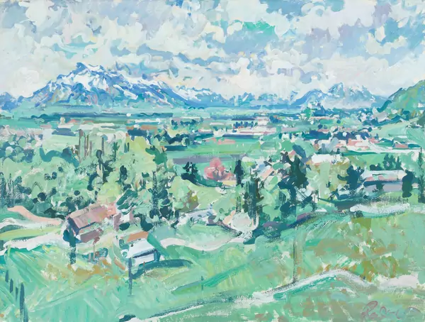 Franz Rederer — Salzburg Nonntal mit Untersberg II. 1957. — Schuler Auktionen