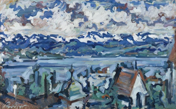 Franz Rederer — ZÜRICHSEELANDSCHAFT MIT GLÄRNISCHVIEW OF THE LAKE ZURICH WITH GLÄRNISCH
