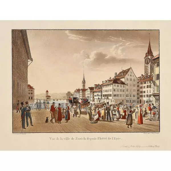 "Vue de la ville de Zurich depuis l'hôtel de l'Epée"