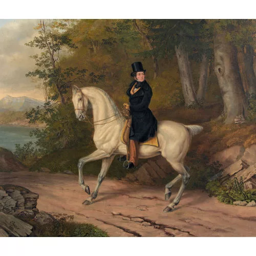 Franz von Elgger — Waldlandschaft mit Reiter auf einem Schimmel.