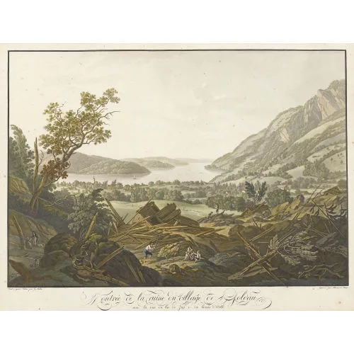 Franz Hegi — "Contrée de la Ruine du Village de Goldau avec la vue du lac de Zug et du bourg d′Arth".