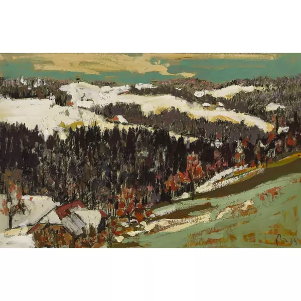 Schneeschmelze in hügeliger Landschaft