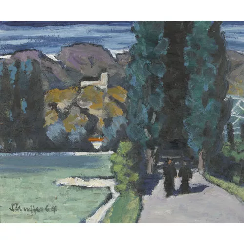 Fred Stauffer — Sommerliche Landschaft bei Sitten.