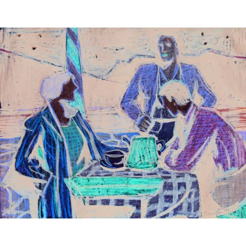 Fred Stauffer — Abendliche Kaffeeszene am Seeufer.