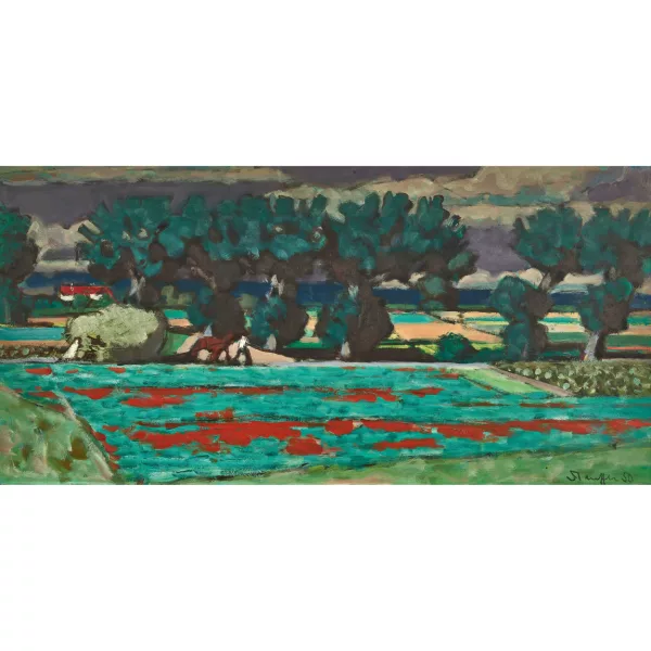 Fred Stauffer — "Landschaft m. Eichen".