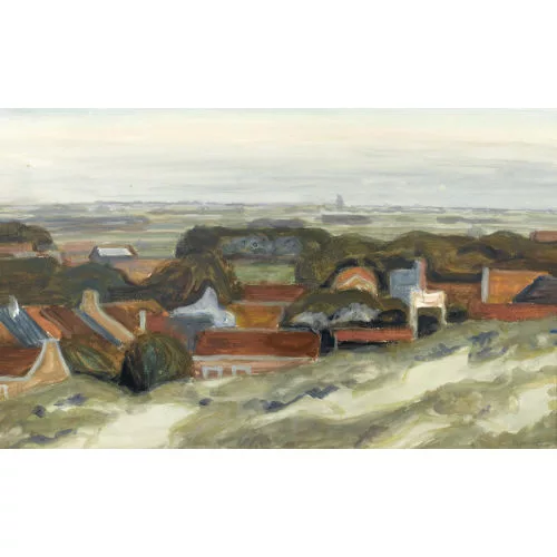 Fred Stauffer — Ebene Landschaft mit Häusern.