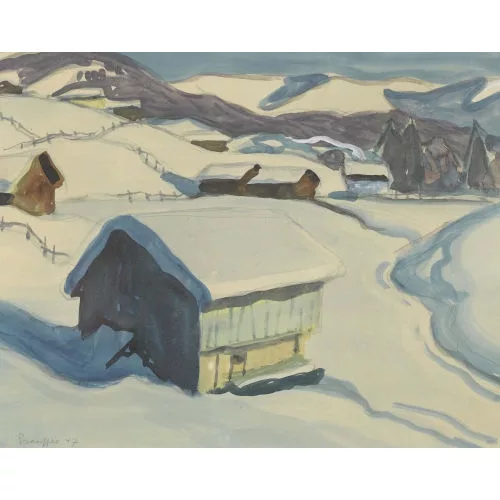 Fred Stauffer — Verschneite Berglandschaft.