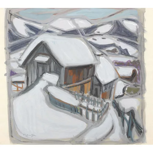 Fred Stauffer — Verschneites Bauernhaus.