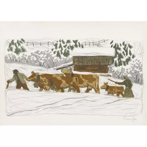 Fred Stauffer — Kuhtreiben im Winter.
