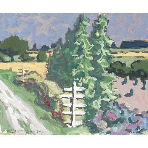 Fred Stauffer — Sommerliche Landschaftspartie mit Weg.