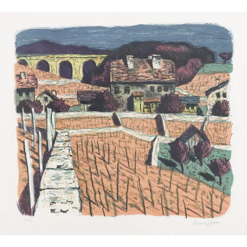 Fred Stauffer — Landgut mit Brücke.
