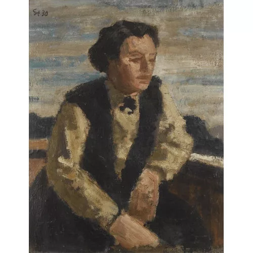 Fred Stauffer — "Frau auf Balkon".