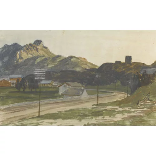 Fred Stauffer — Strassenpartie in bergiger Landschaft.