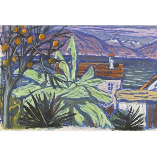 Fred Stauffer — Seelandschaft mit Apfelbaum.