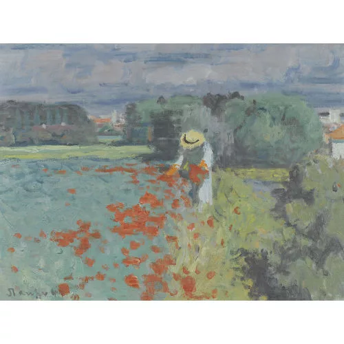 Fred Stauffer — Mohnblumenfeld mit Dame.
