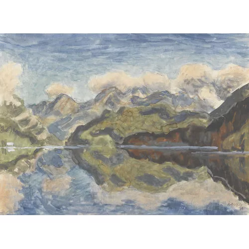 Fred Stauffer — Thunersee mit Eiger, Mönch und Jungfrau.