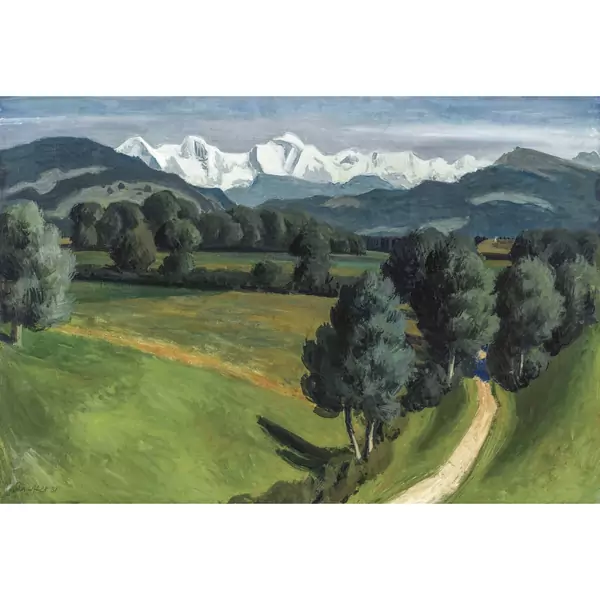 Weite Sommerlandschaft mit Eiger, Mönch und Jungfrau