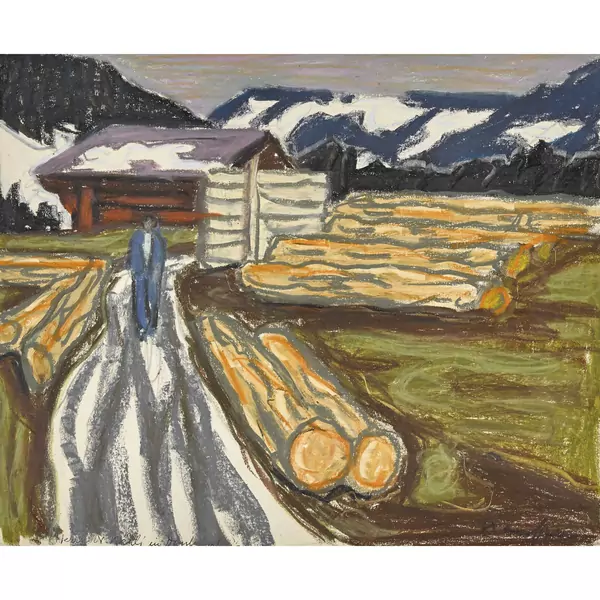 Expressive Landschaft mit Spaziergänger