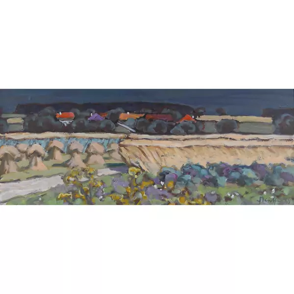 Sommerlandschaft mit Getreideschober