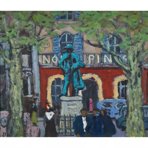 Stadtpartie in Arles mit dem Denkmal des Dichters Frédéric Mistral
