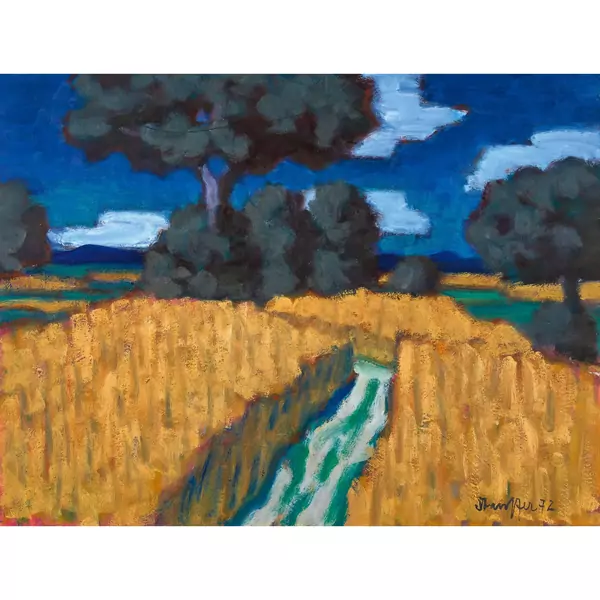 Abendliche Landschaft mit Kornfeld
