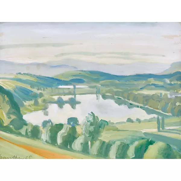 Weite Landschaft mit See
