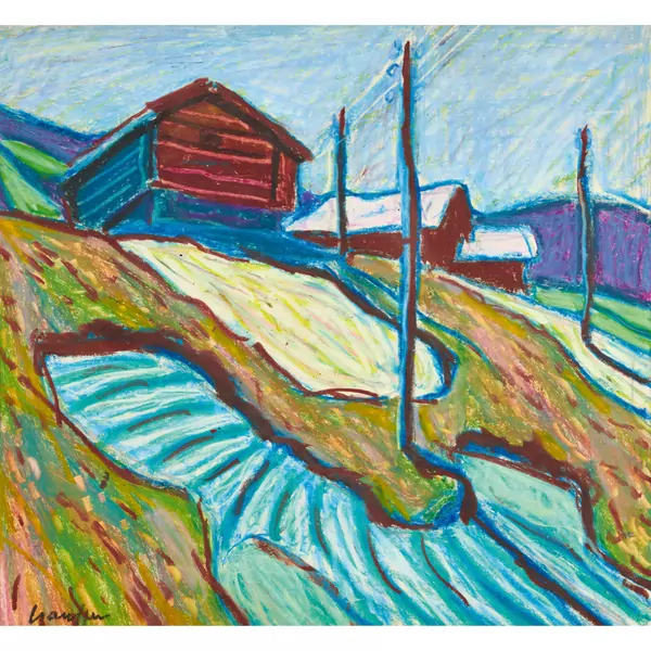 Hügelige Landschaft im Vorfrühling