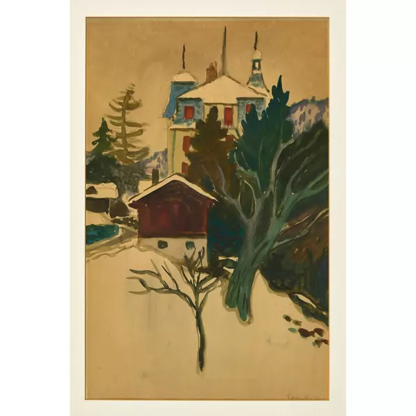 Winterlandschaft mit Villa