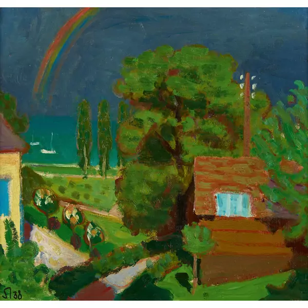 Landschaft mit Regenbogen