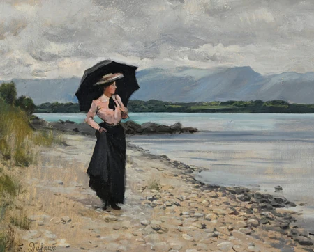 Dame à l'ombrelle au Léman