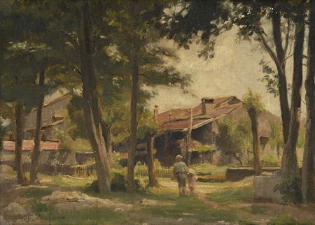 Vue d'une ferme animée