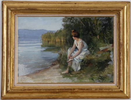 Baigneuse au bord du lac